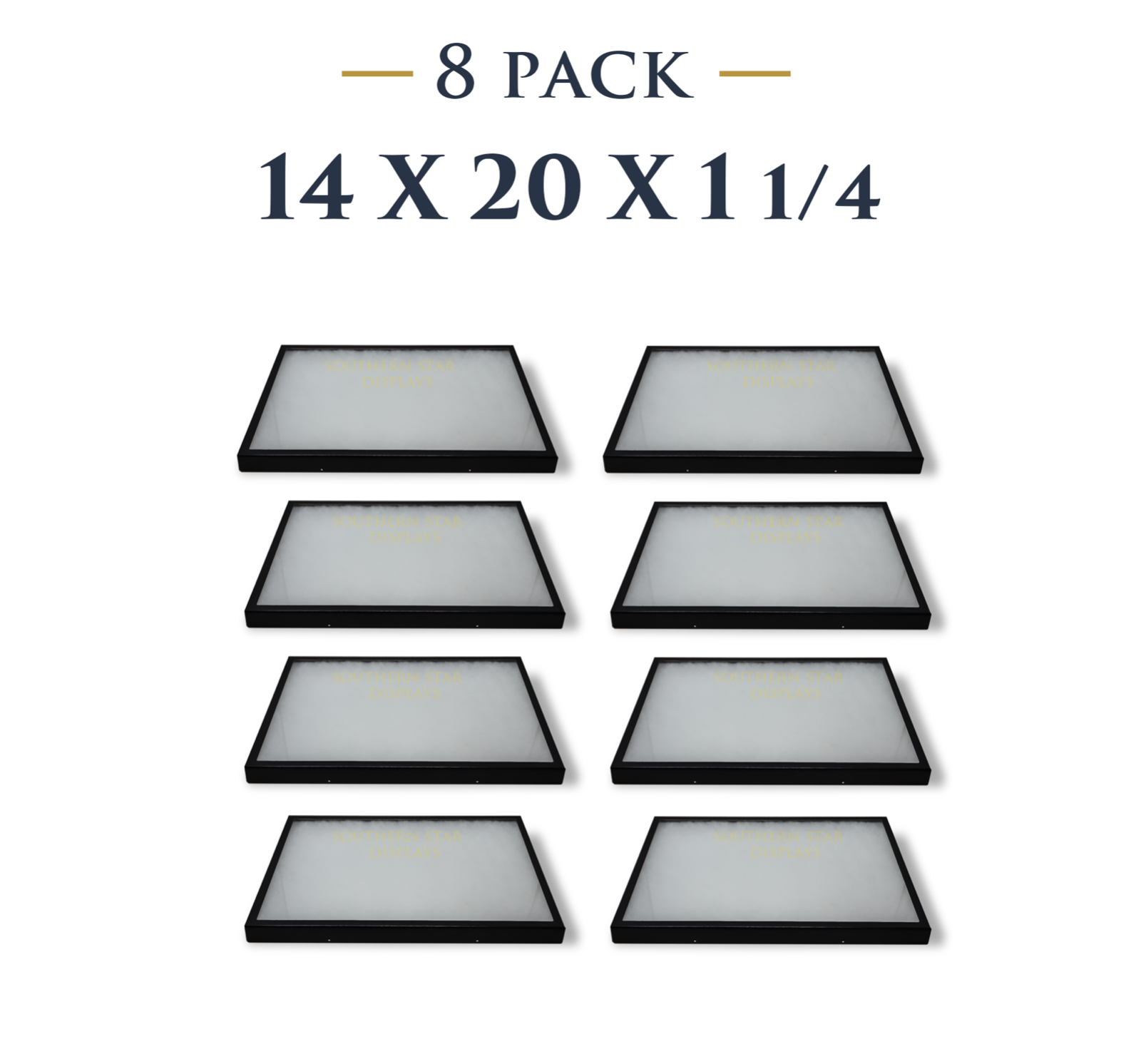 8 Pack of 14 x 20 x 1 1/4 Riker Display Cases Boxes for Collectibles Arrowheads