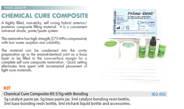 Prime-Dent Dental Self Cure Composite Cracked Tooth Kit Repair 5g/5g with Bond