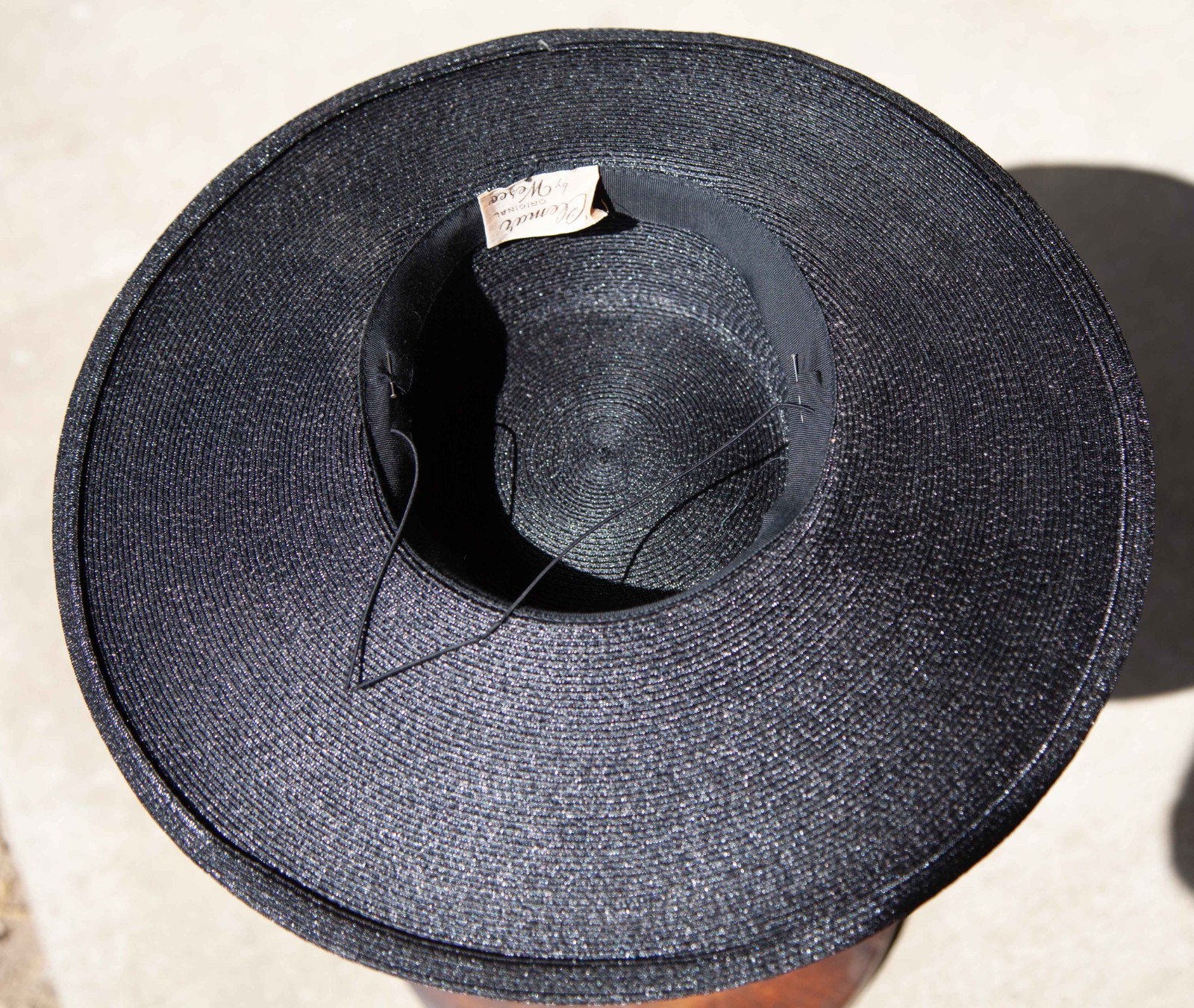 Vintage Clemar Original by Wesco Womens Straw Hat Black with Bow and Hat Box