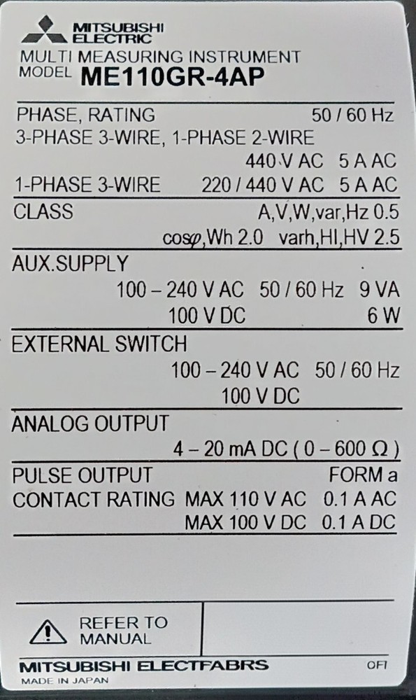 MITSUBISHI ME110GR-4AP Digital Multi Indicator Meter Unit