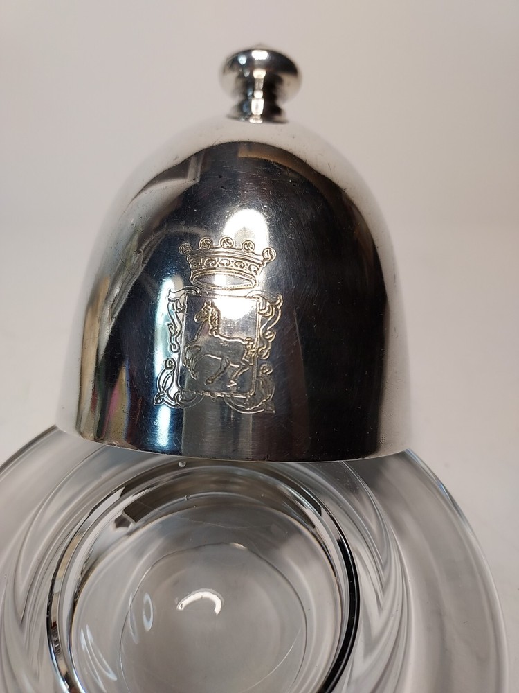 Tall Silver Plated Domed Individual Hutter Dish W/ Embossed Horse Design