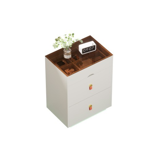 Bedside table 3-drawer 30-inch bedside table with LED light cabinet