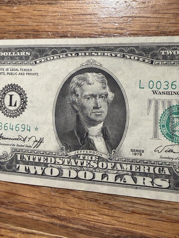 1976 $2 TWO DOLLAR BILL Star Note ⭐️( SAN FRANCISCO L ) UNCIRCULATED