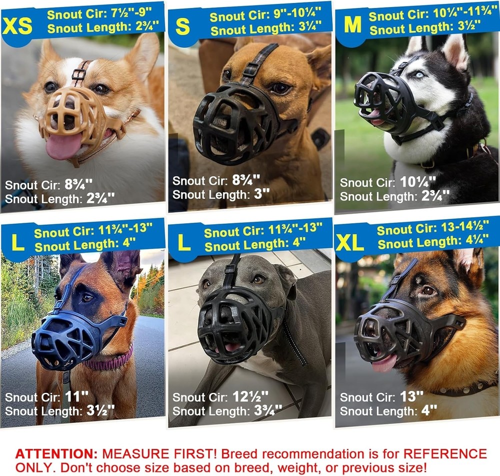 Mayerzon Dog Muzzle, Breathable Basket Muzzles - Size Medium