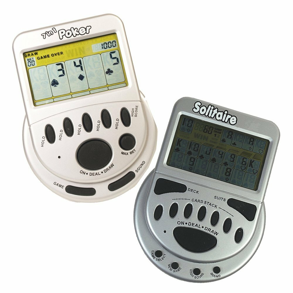 Gambling Electronic Game Pack - Mega Screen Solitaire Handheld Game & 7 in 1