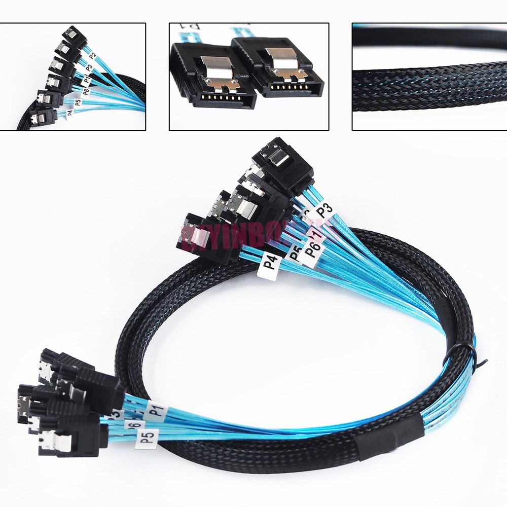SSD 6 SATA 7pin to 6 SATA 7pin Target Hard Disk 6Gbps Data Server Raid Cable 1M