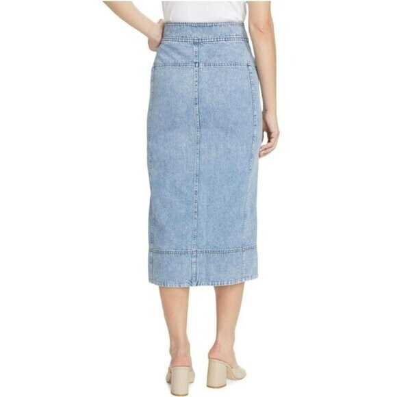 Tanya Taylor Christina Denim High-Waist Midi Skirt