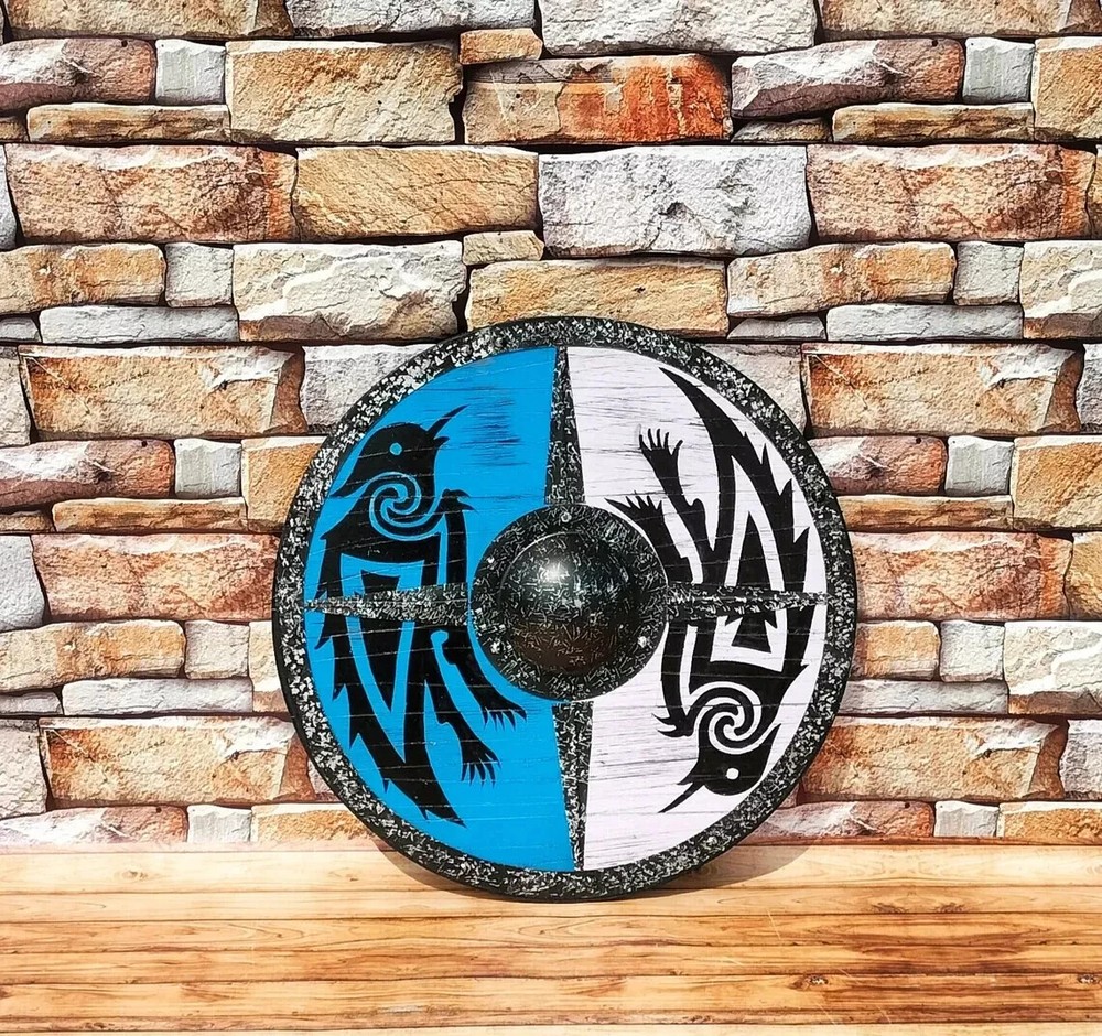 Medieval Authentic Raven Shield Battle worn Wooden Shield LARP Warrior Shield