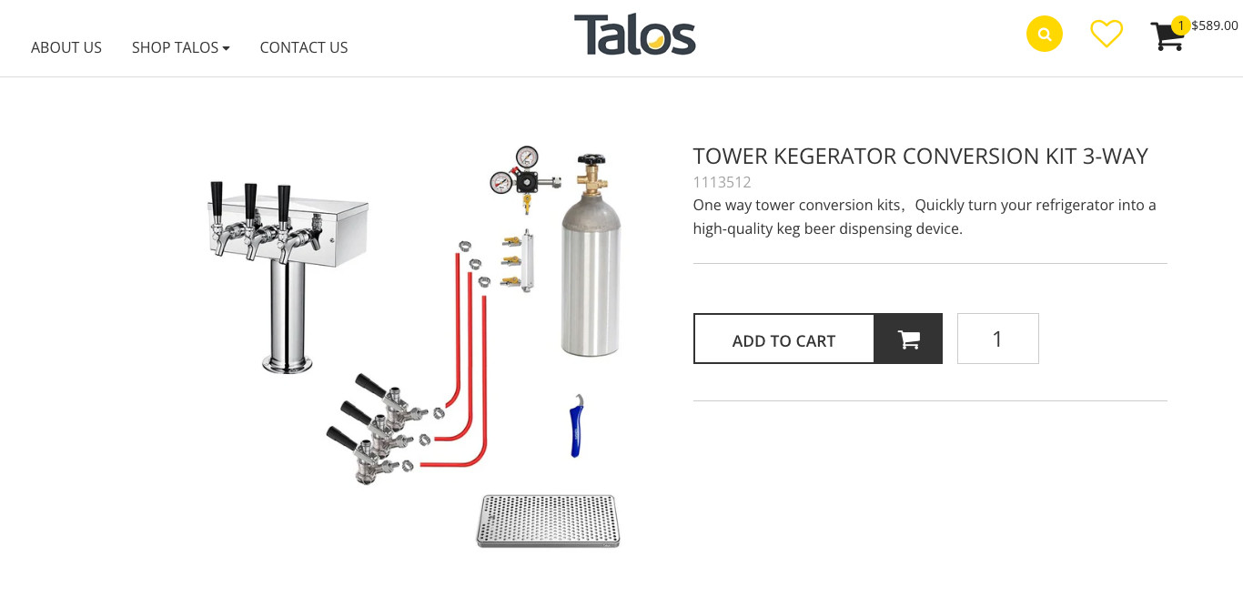 HCK Triple Tap Beer Kegerator Conversion Kit Stainless Tower w/Regulator