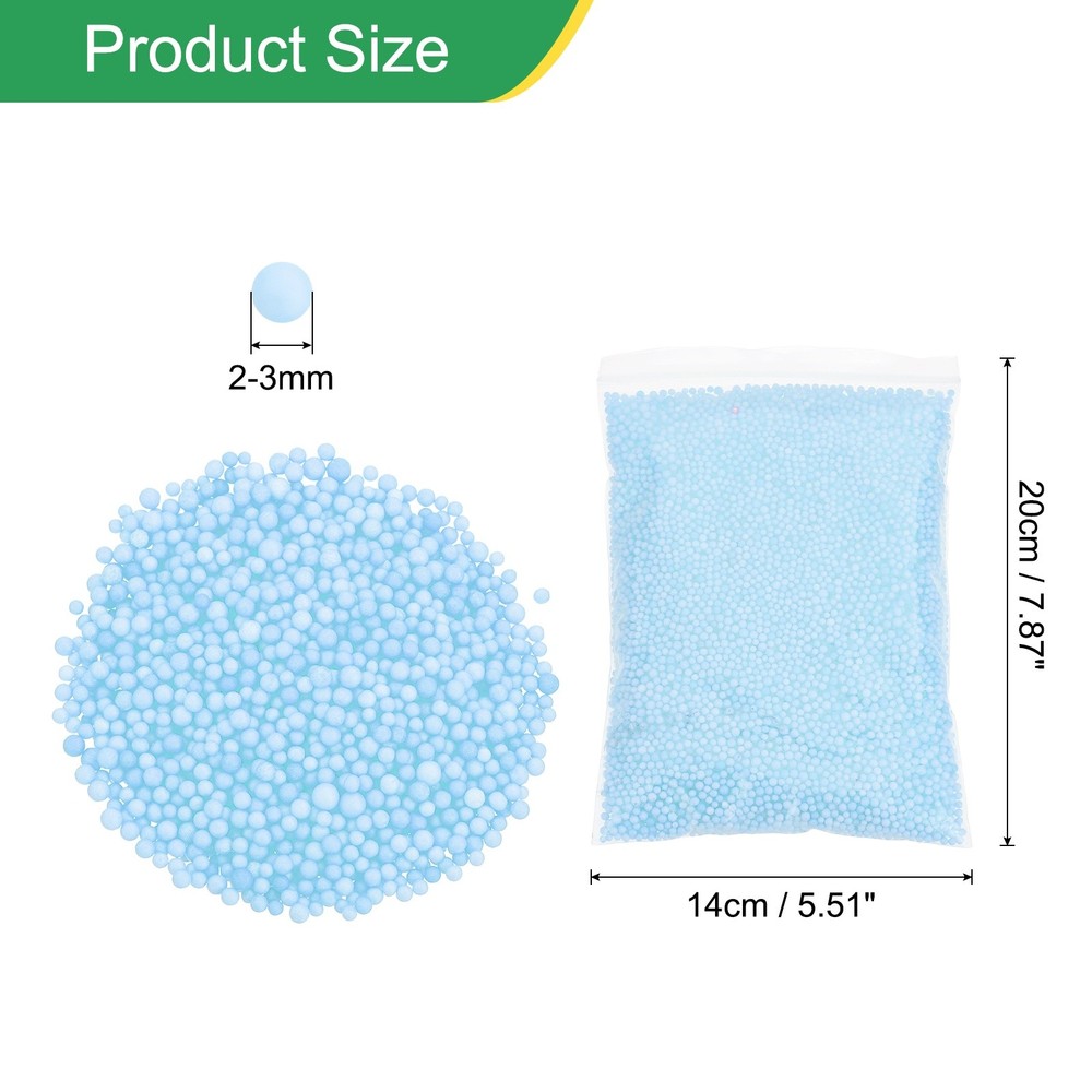 Foam Beads 2-3mm Mini Small Balls Polystyrene Beads Light Blue