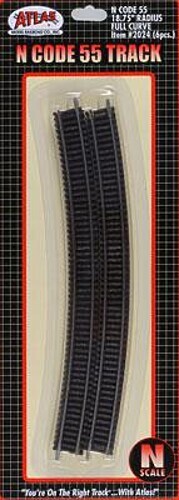 Atlas Code 55 Track 18-3/4'' Radius Full Curve pkg(6) - N Scale Nickel Silver