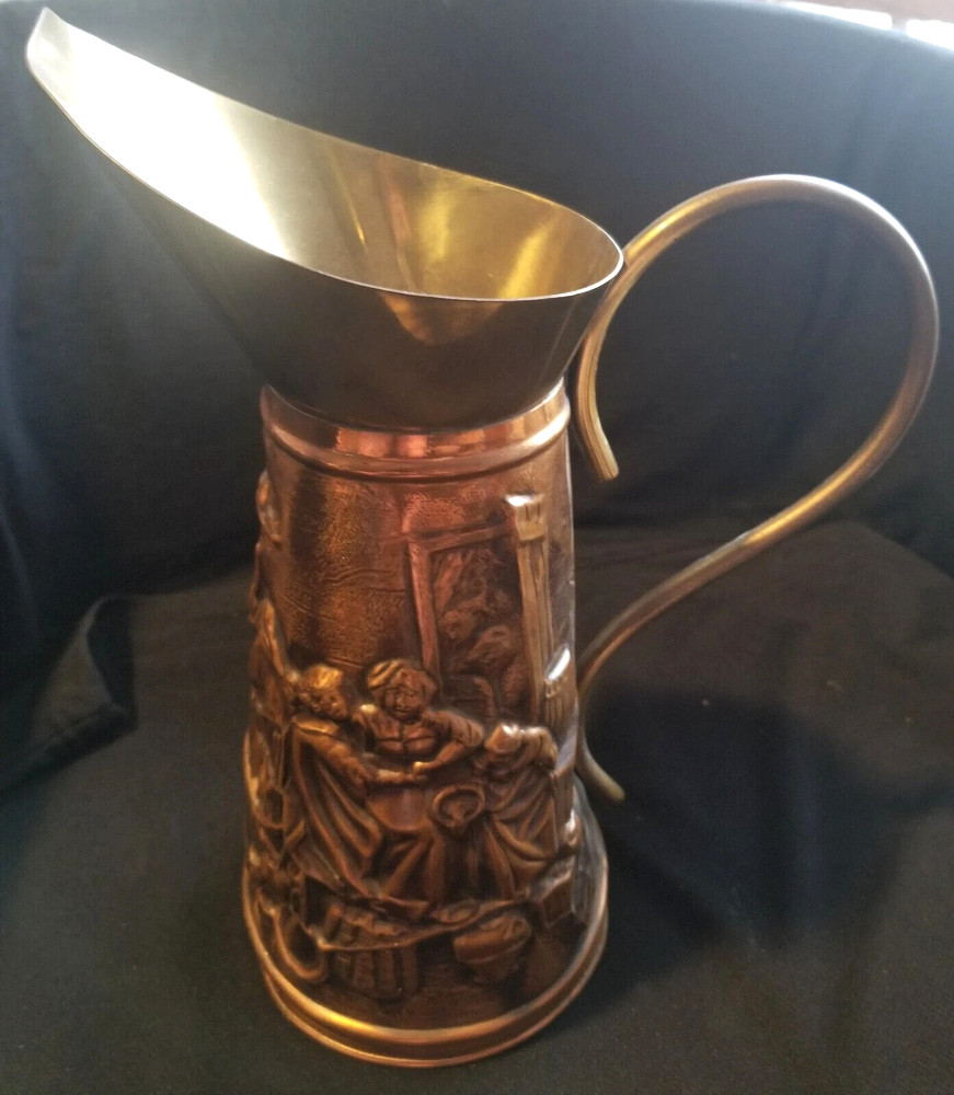 Metal Pitcher from Germany Raised artwork Tavern Scene