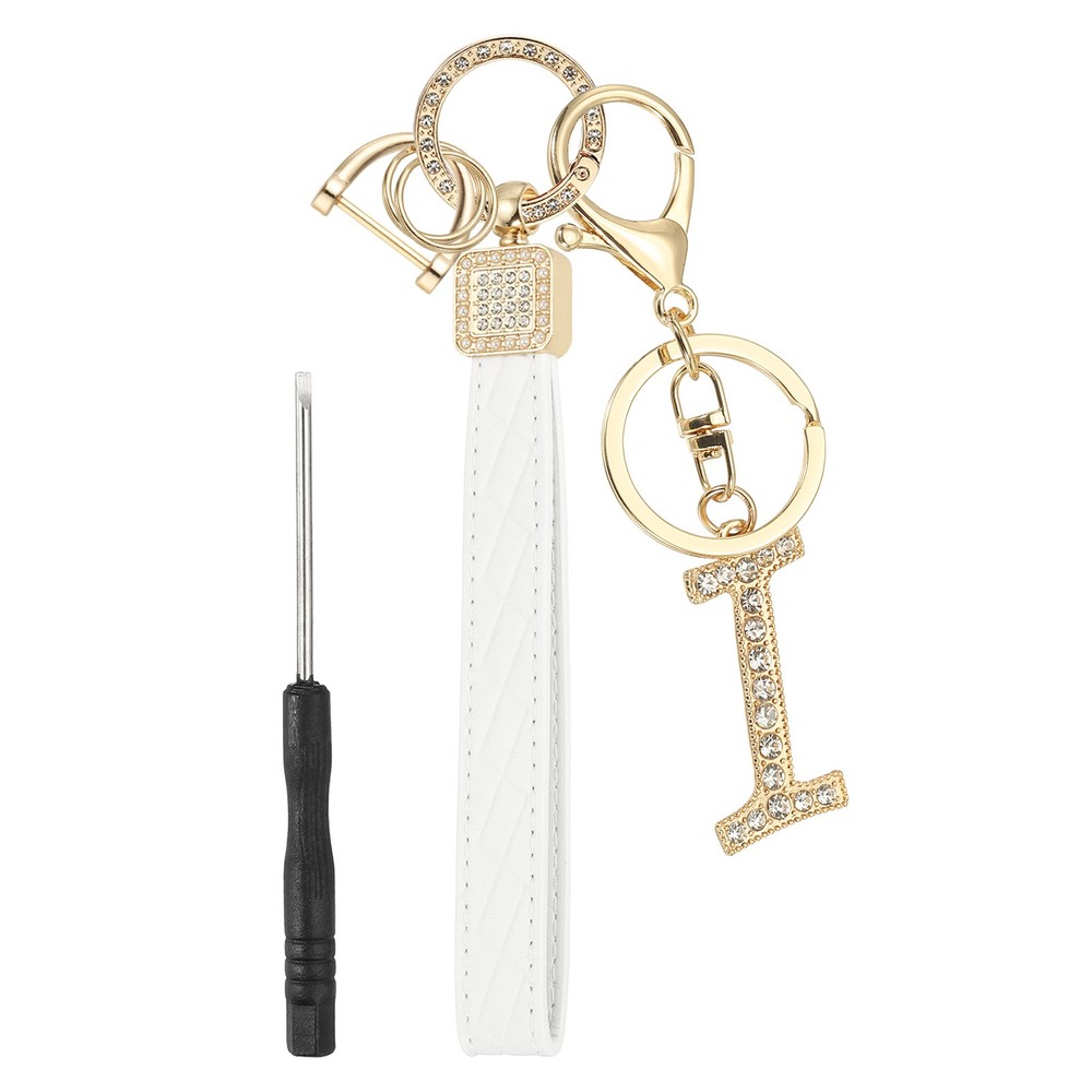 Leather Wristlet Keychain, Chic Letter I Keychains