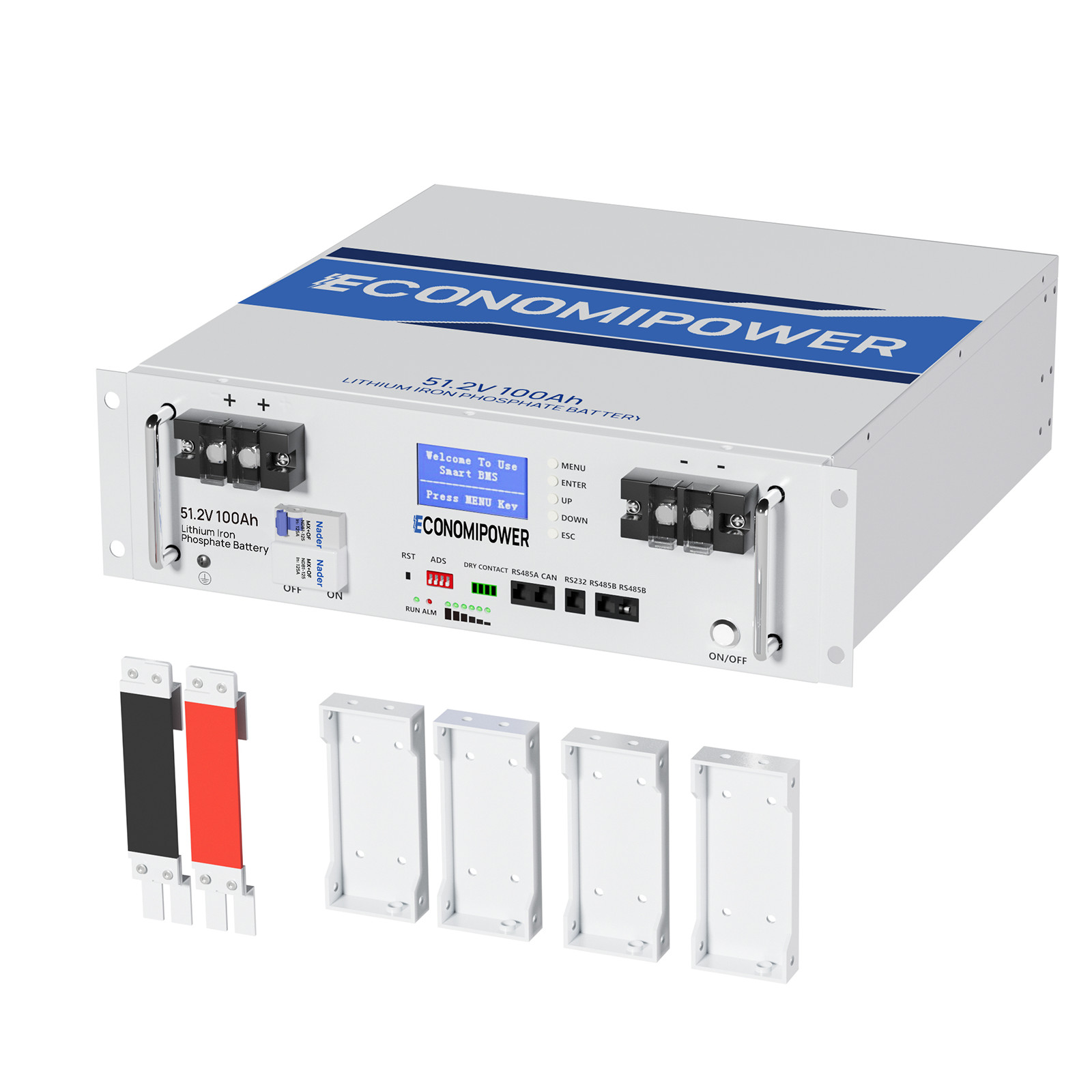 51.2V 48V LiFePO4 Lithium Battery 100Ah 200Ah 300Ah BMS For Home Solar Storage