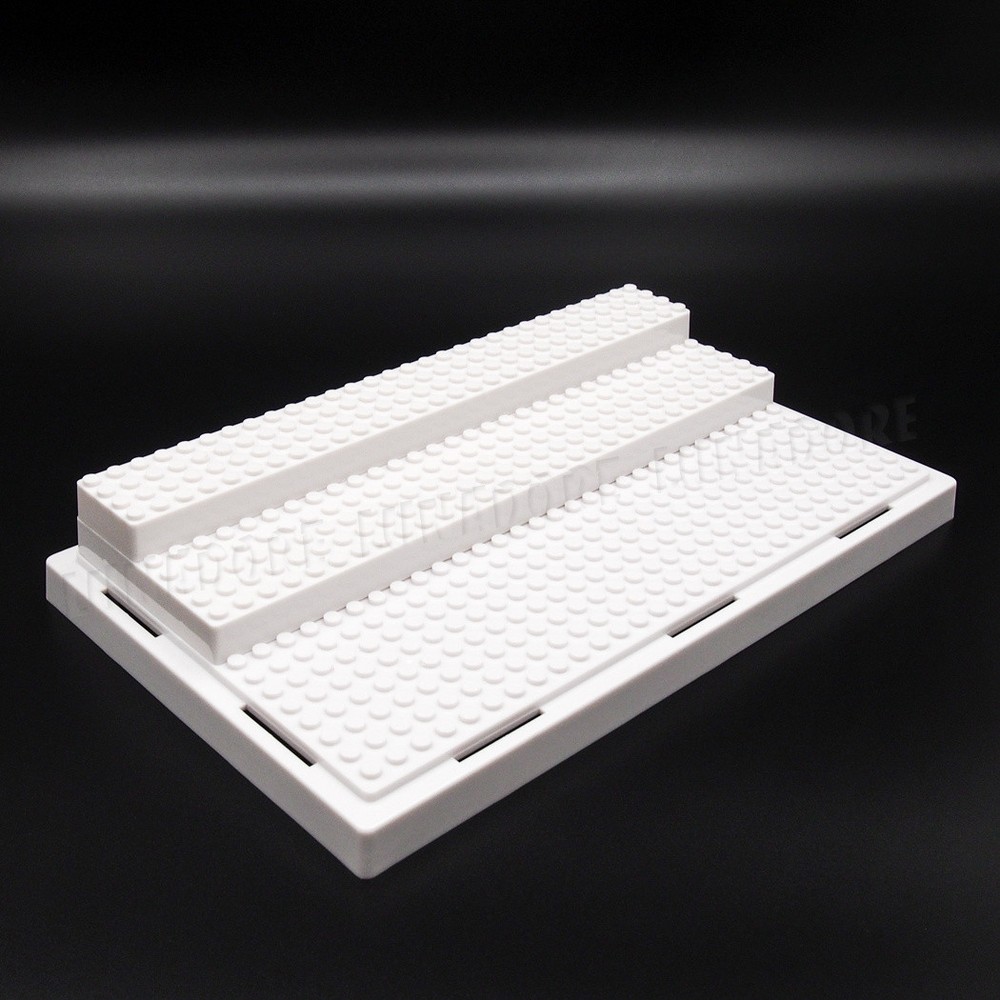 US White 3 Step Acrylic Display Box Plastic for Minifigures Blocks Self-Assemble