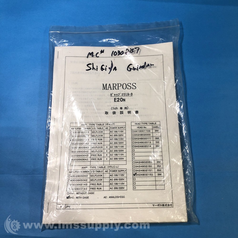 Marposs Manual, for E20N Controller FNFP