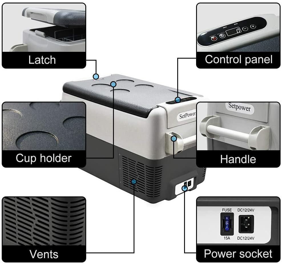 SetPower 31/42/53QT Truck Refrigerator 12V Portable Fridge Freezer With Slide