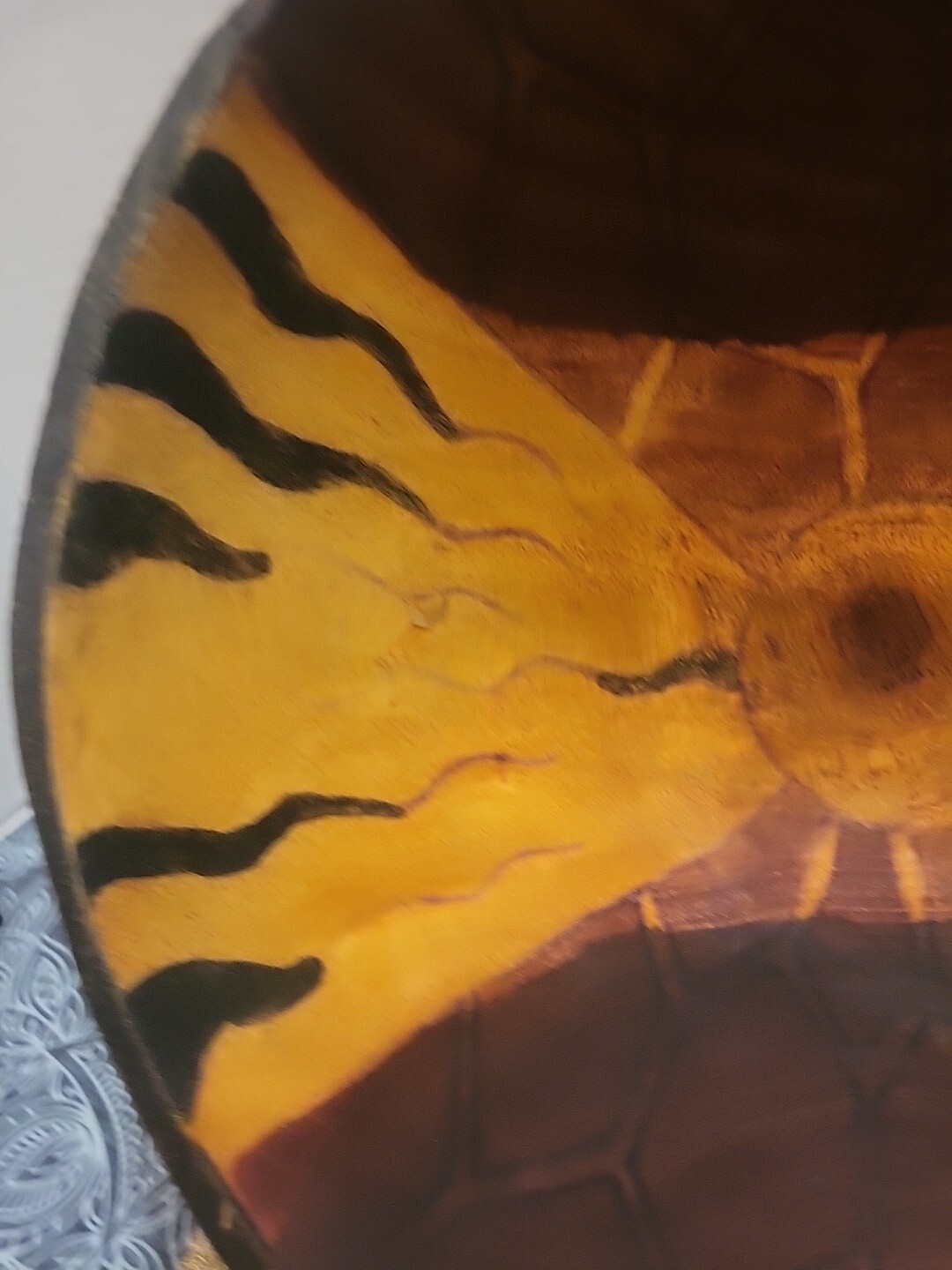 Hand Carved & Hand Painted Animal Print South Africa 11.25" Wooden Bowl