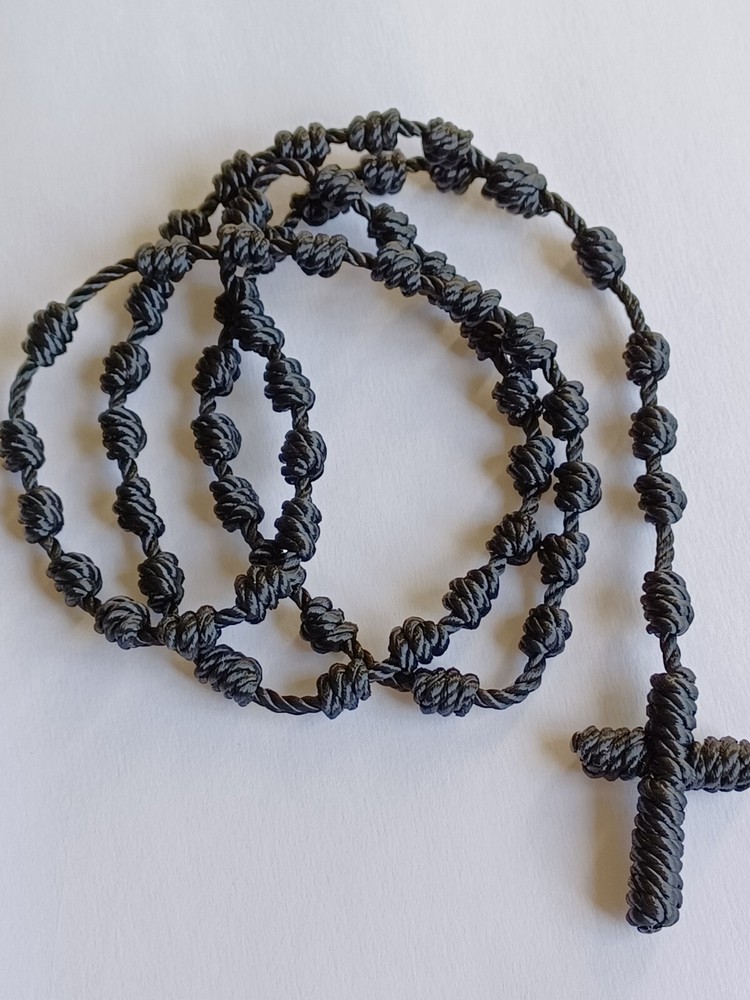 Nylon Rosary Knotted Cord Black