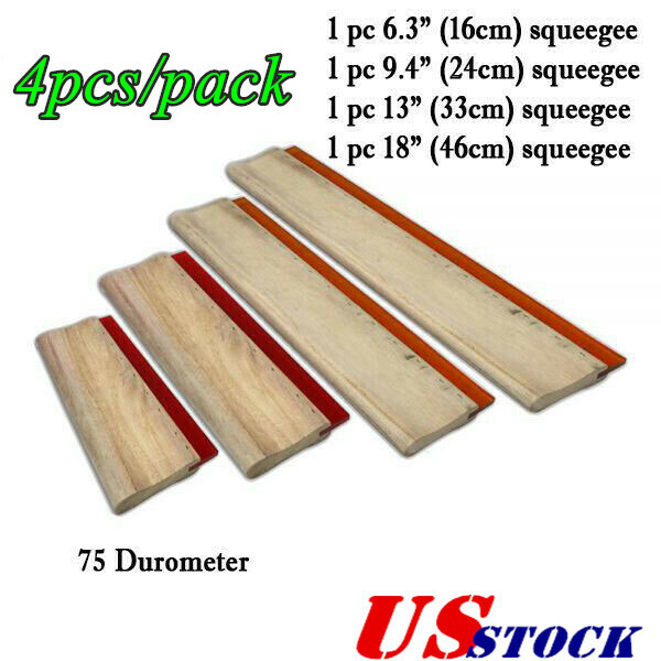 US 4pcs Silk Screen Printing Squeegee Ink Scraper Scratch Board 75 Durometer