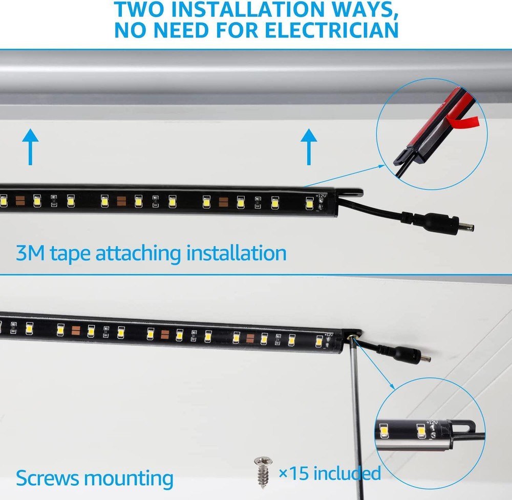 LED Safe Lighting Kit, (6) 12 Inch Linkable Light Bars Motion Sensor UL Daylight