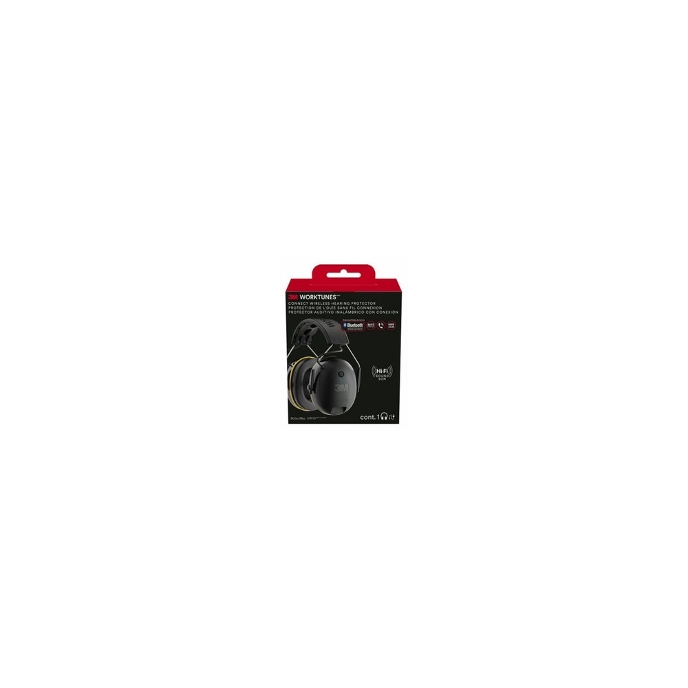 3M 90543-4DC Work Tunes Hearing Protector Earmuff, Bluetooth Connect, 24dB -
