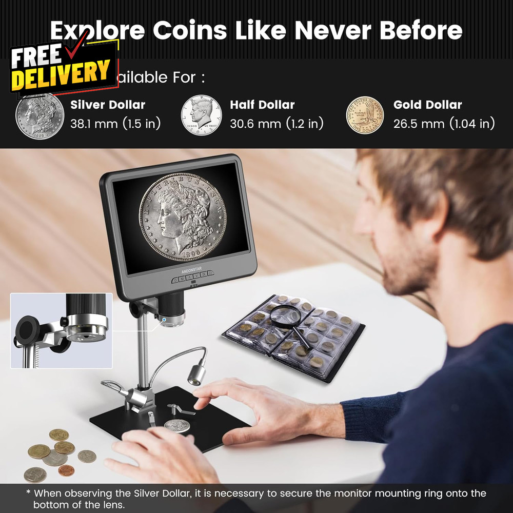 AD210 10.1 Inch LCD Digital Microscope for Adults Soldering Microscope for......