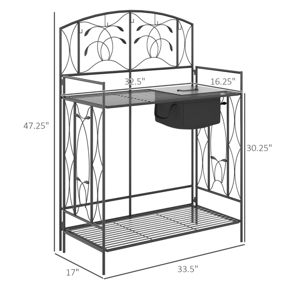 Garden Work Bench Open Shelf Storage Potting Table
