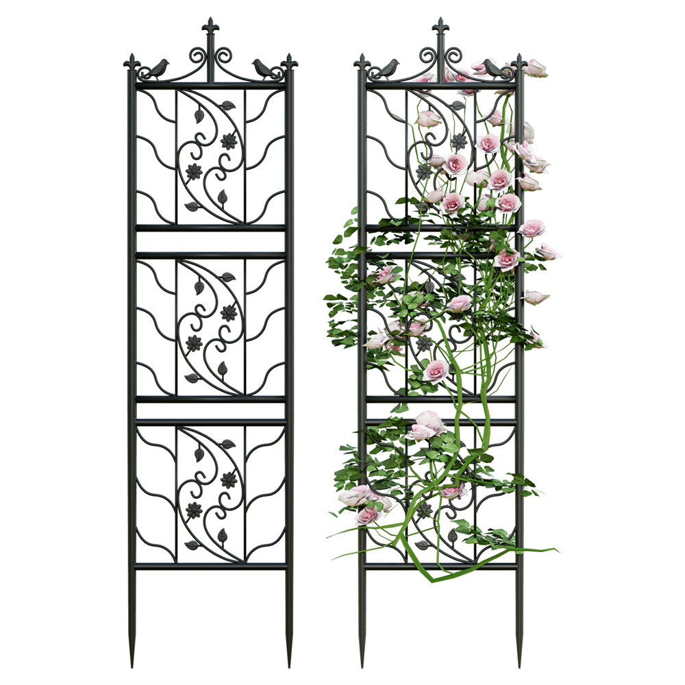 2x Heavy Duty Metal Garden Trellis Fence Plant Climbing Aid Lattice Outdoor Yard