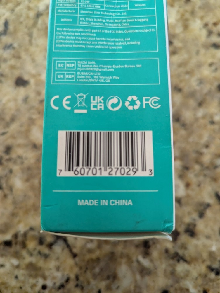 simr E01 Wireless FM Transmitter Car MP3 Charger type c UDisk Playback