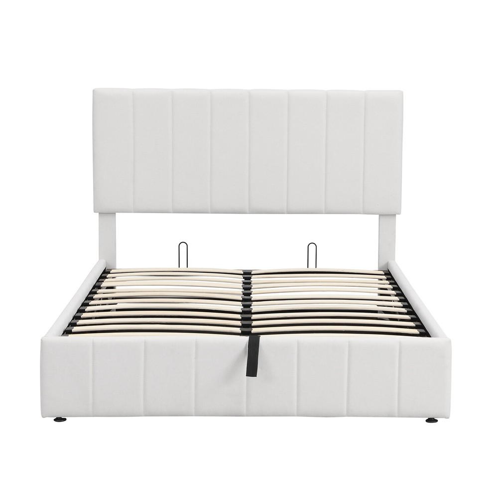 Full Size Upholstered Platform Bed Frame w/ Hydraulic Storage System US