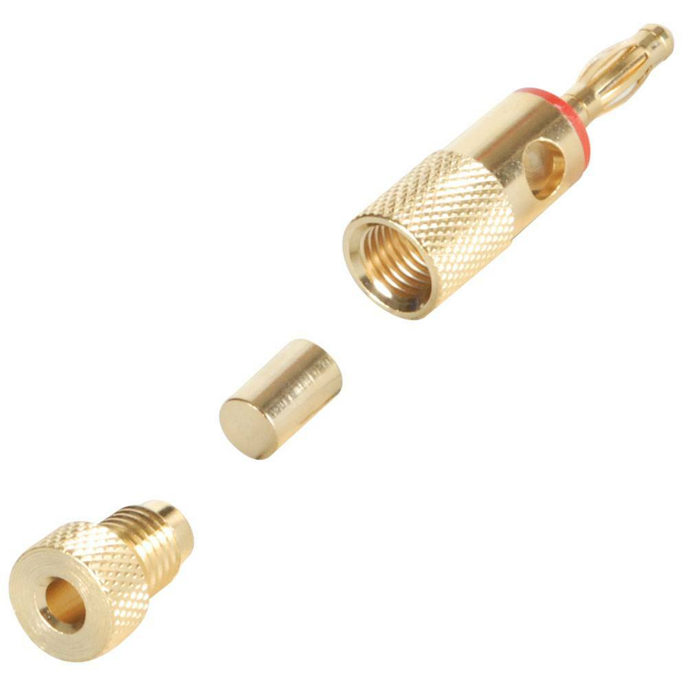 Speaker Wire Banana Plug Pair Black / Red Compression Type with floating slug