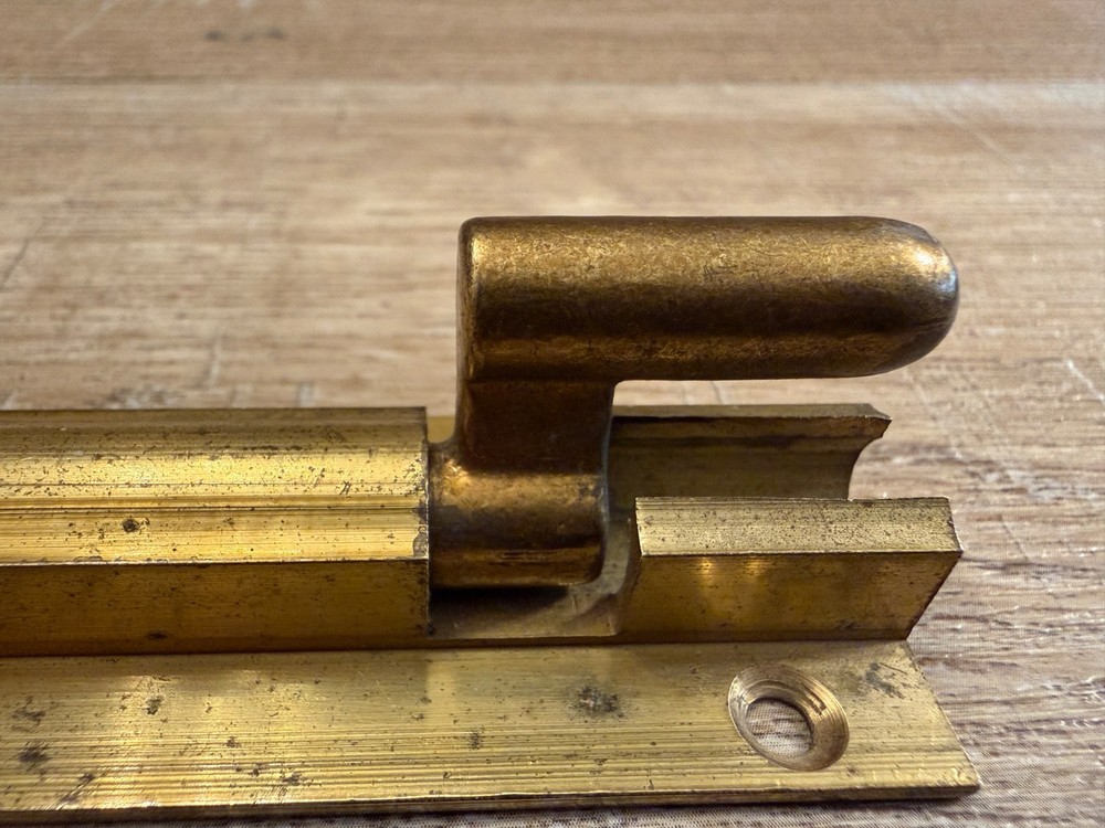 VINTAGE SOLID BRASS 6" SLIDE BOLT DOOR BOLT