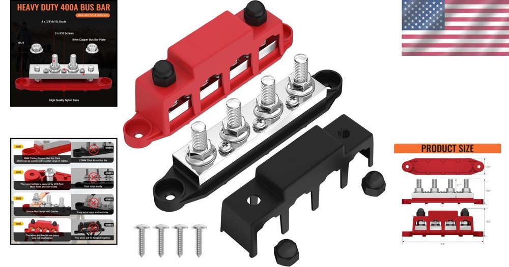12V Power Distribution Block with 4 x 3/8" Studs