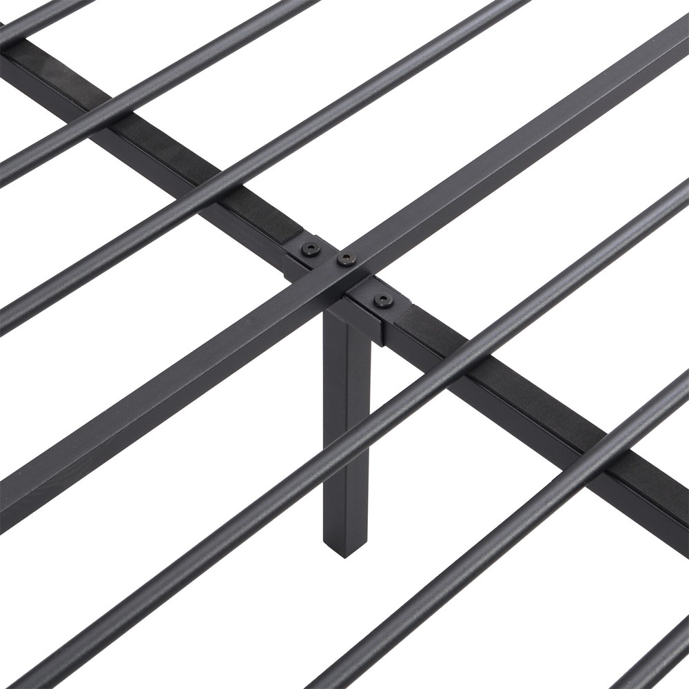 Full Size LED Bed Frame w/ Headboard & USB Port Upholstered Platform Bed Frame