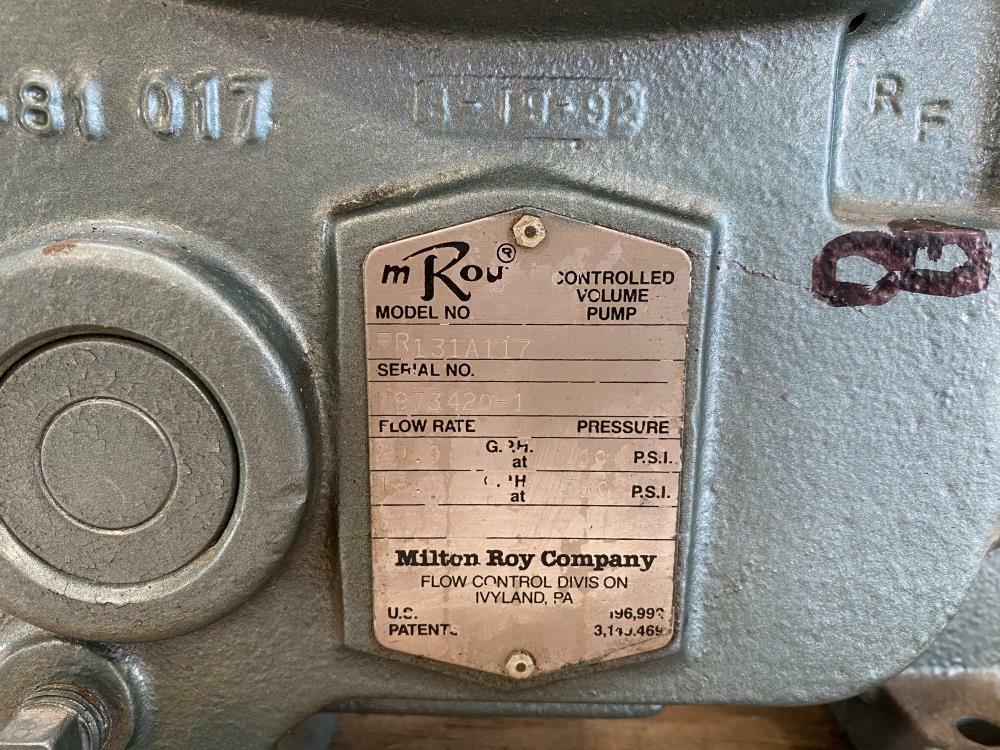 Milton Roy 20 GPH Controlled Volume Pump FR131A117