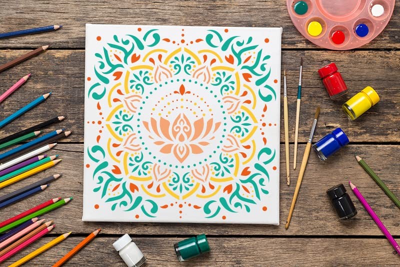 Wall Stencils for Painting Large Pattern, 9Pcs 12 12 inch, square pattern