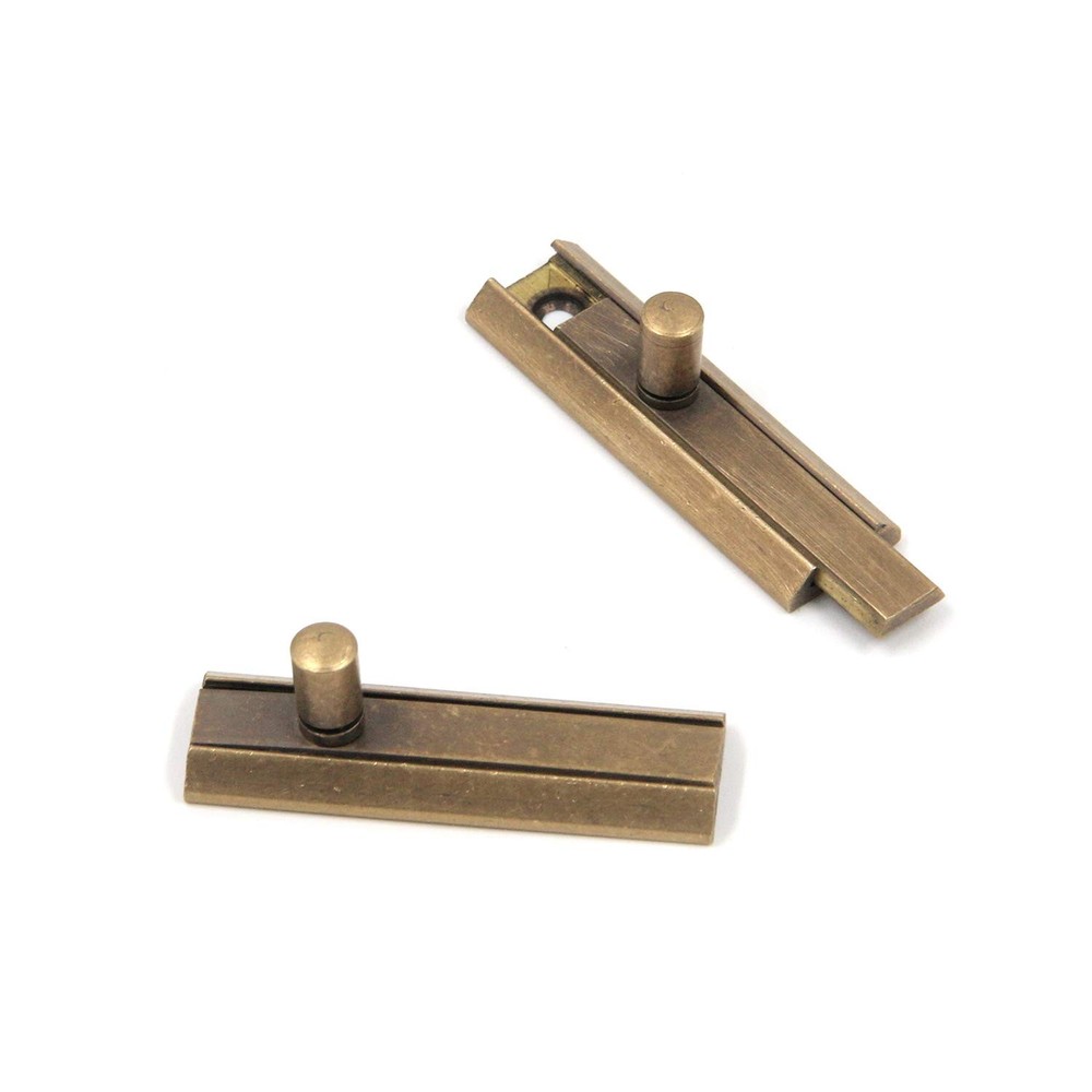 Bitray 2PCS Slide Bolt Latch 2-inch Solid Brass Antique Door 2”, Bronze Tone