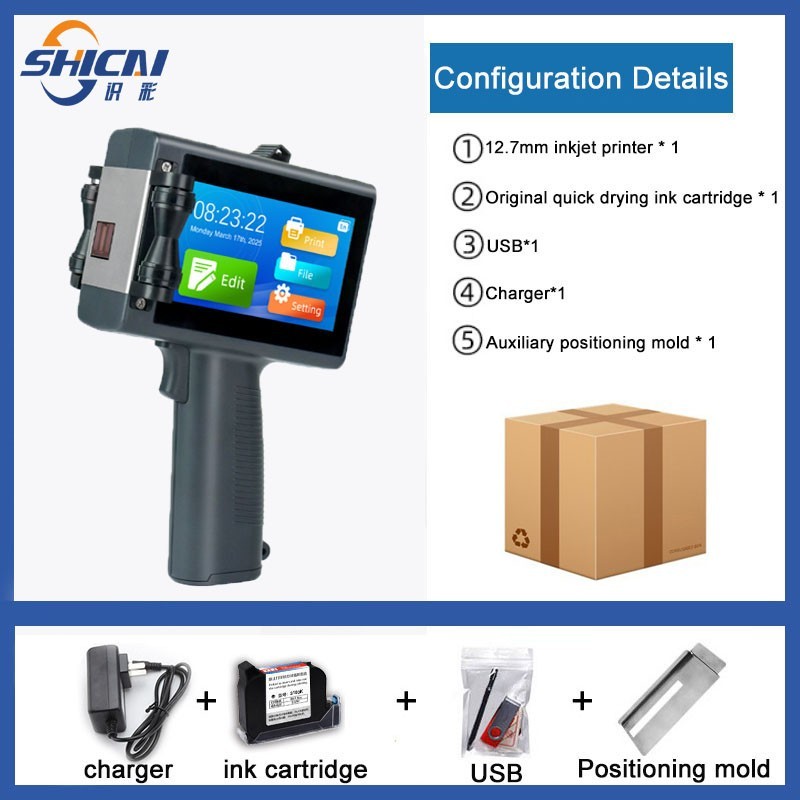 Chipless Handheld Inkjet Printer Date Logo Barcode Coder Batch Coding Machine