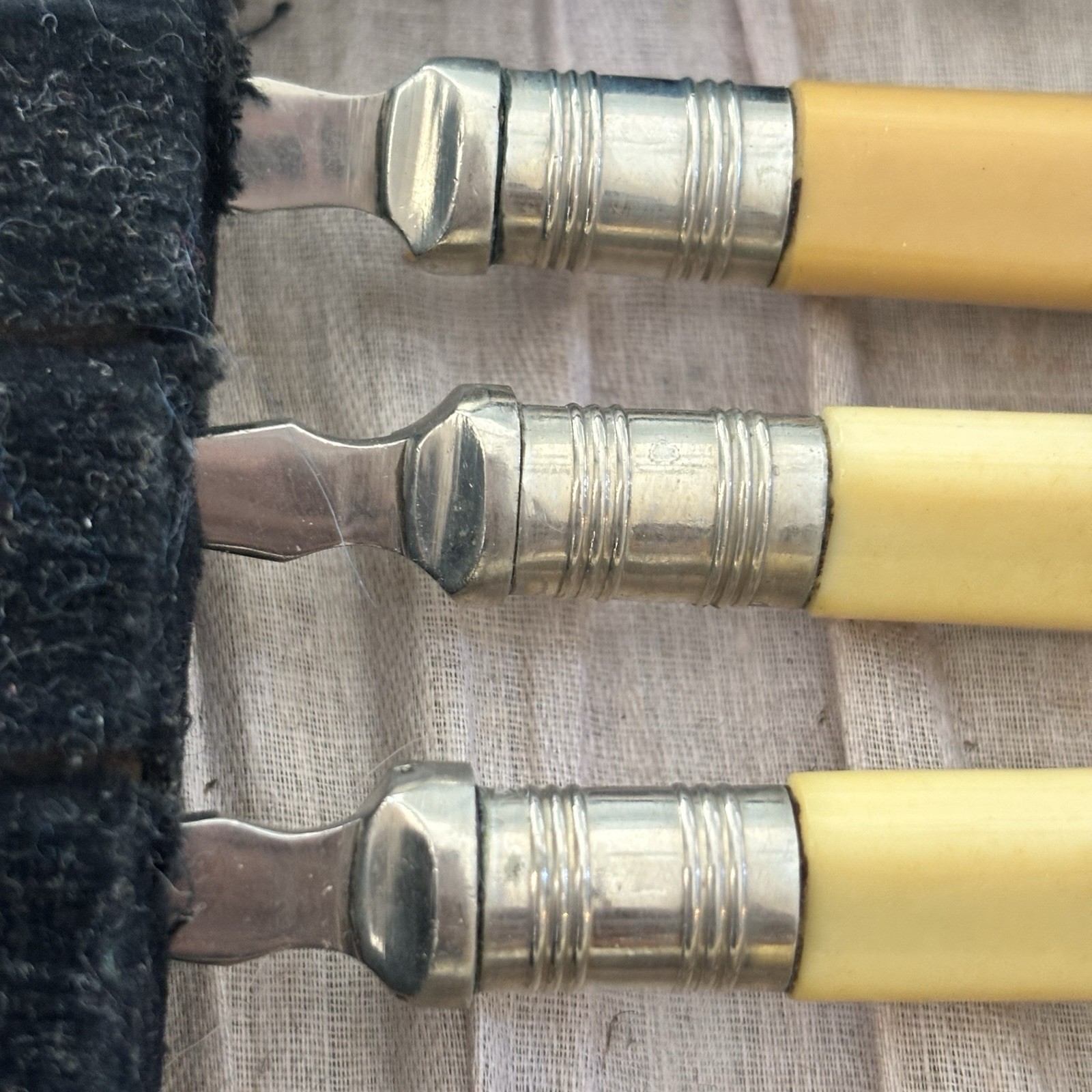 Sheffield Bakelite Stainless Steel 14 Piece Fork Knife Serving Set Original Case