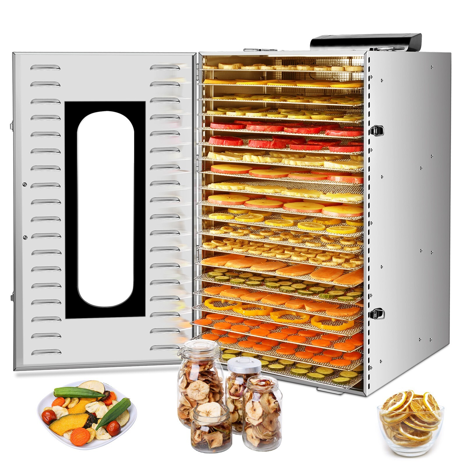 24H Setting 20 Trays Food Dehydrator Machine 304 Stainless Steel Commercial