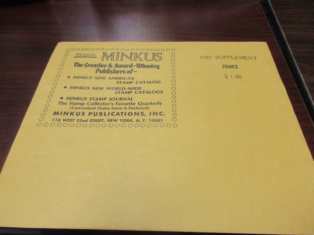 "MINKUS"  ALBUM PAGES  1981  SUPPLEMENT FRANCE     W/FREE SHIPPING!!!