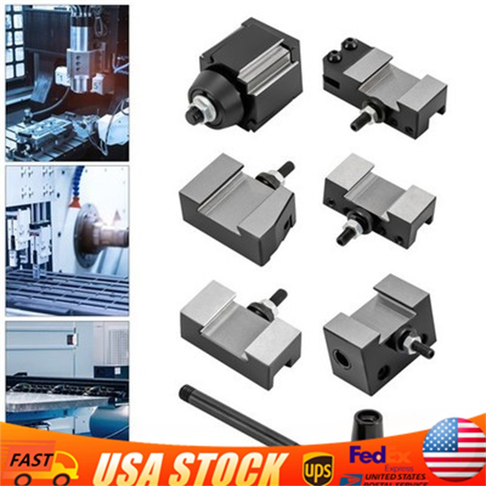 6 Packs Wedge Type Quick Change Tool Post Set For 6-9" Swing Mini Lathe Black