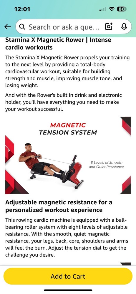 Magnetic stamina 351102 BR Rowing Machine