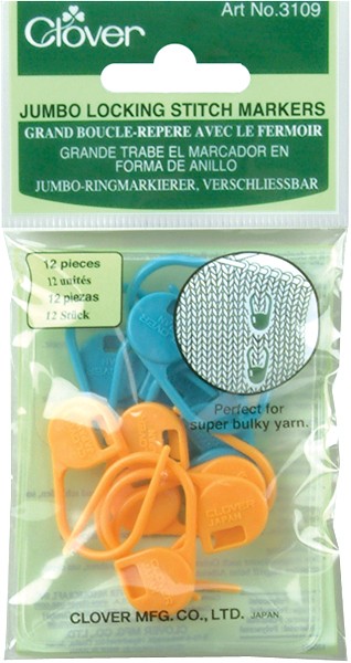 Clover Jumbo Locking Stitch Markers-12/Pkg - 3109