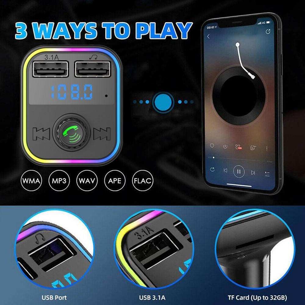 Car Wireless Bluetooth FM Transmitter MP3,USB,TYPE C,PD Charger Adapter New D8L5