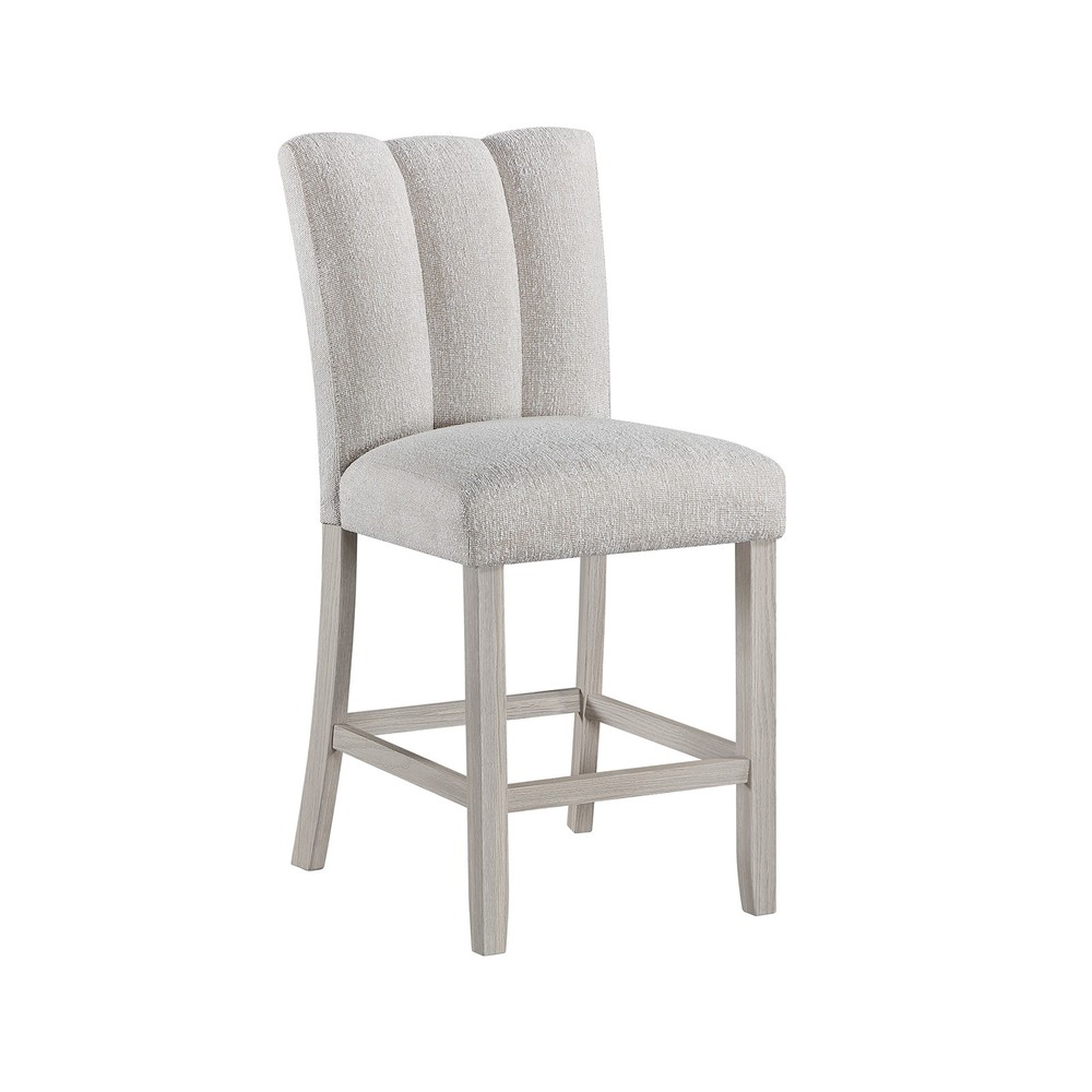 Modern Gray Wood Rectangular Dining Side Chairs, Solid Back, Set of 2