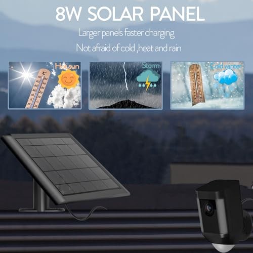 2-Pack 8W Solar Panel for Ring Camera, IP65 Waterproof 2-pack 8w solar panel