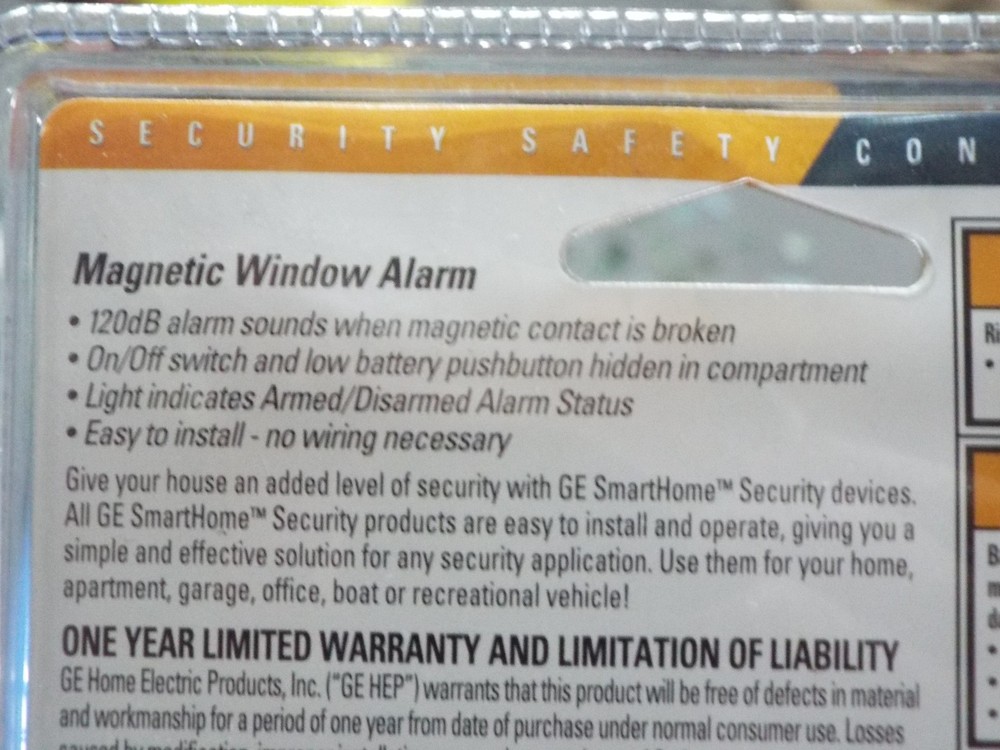 GE Magnetic Window Alarm – Easy Install – Indoor Security Sensor