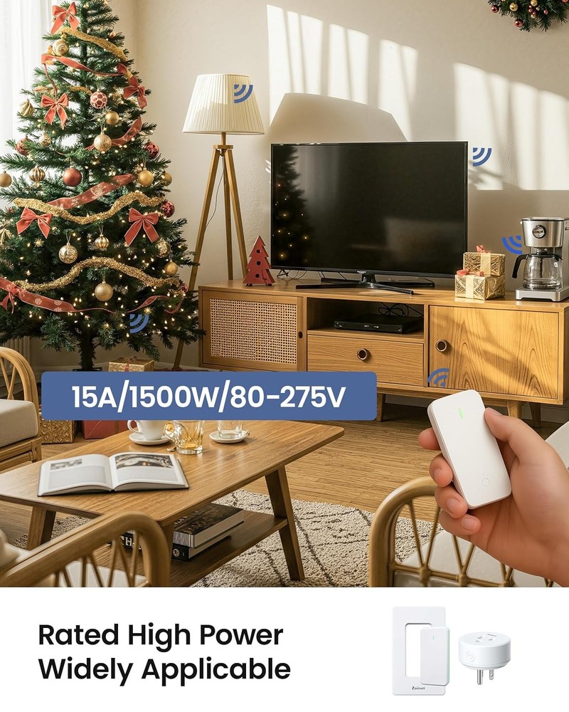 2 Pack Remote Control Outlet Plug Switch, 15A, Programmable for Appliances